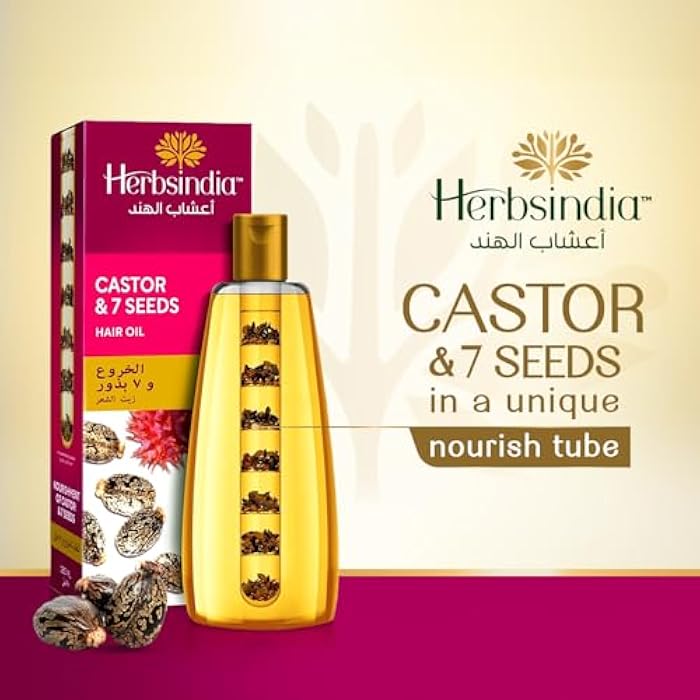 Herbsindia Castor & 7 Herbal Seeds Hair Oil With Nourish Tube | Thickens & Softens Hair | Silicone & Paraben Free | 280ml - Image 3